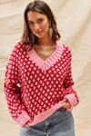 Geo Clover Red & Pink Sweater - Reef Love