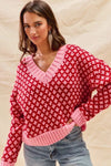 Geo Clover Red & Pink Sweater - Reef Love