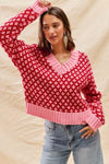 Geo Clover Red & Pink Sweater - Reef Love