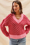 Geo Clover Red & Pink Sweater - Reef Love
