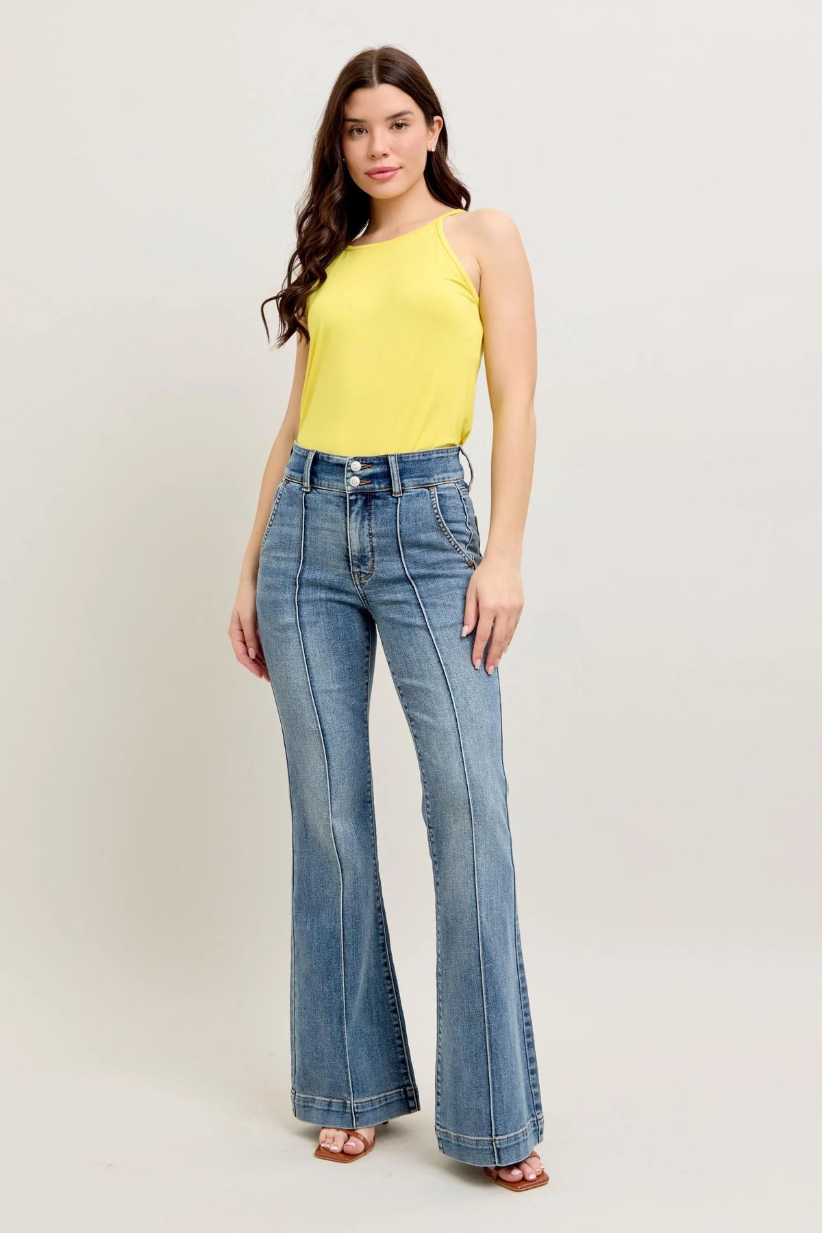 Judy Blue High-Waist Flare Denim Jeans with Front Seam Detail-Jeans-Reef Love
