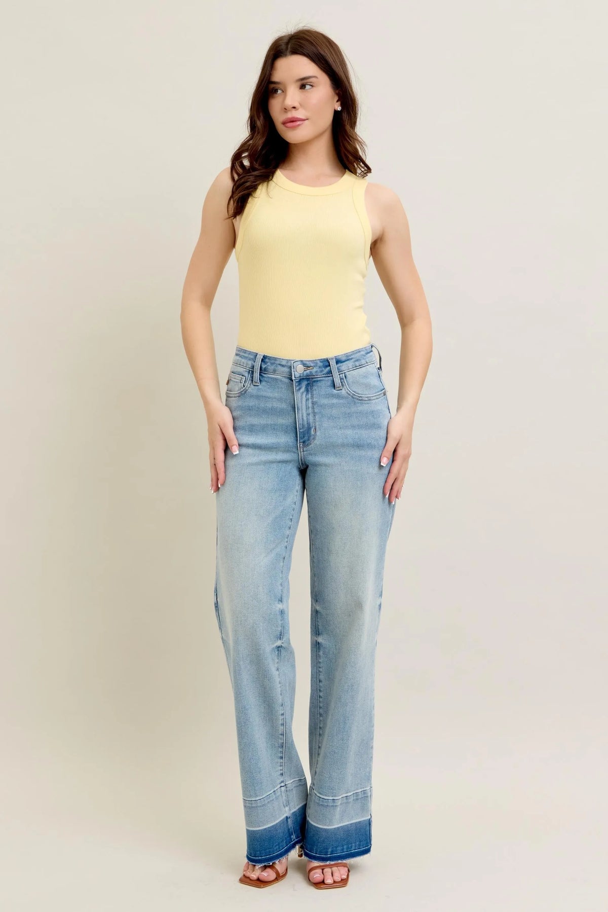 Judy Blue Release Hem Wide Leg Jeans-Jeans-Reef Love