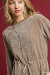 Mocha Velour Drawstring Mini Dress - Reef Love