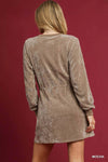 Mocha Velour Drawstring Mini Dress - Reef Love