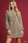 Mocha Velour Drawstring Mini Dress - Reef Love