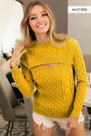 Mustard Cable - Knit Sweater with Cut Out Chest Detail - Reef Love