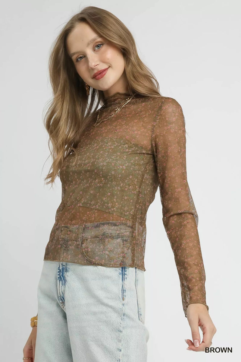 Nylon Lace Mesh Long Sleeve Top - Reef Love