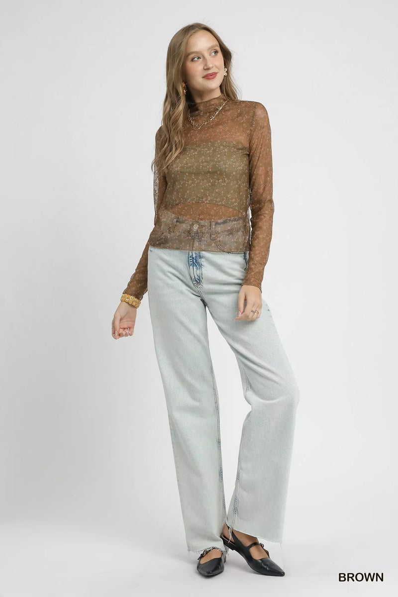 Nylon Lace Mesh Long Sleeve Top - Reef Love