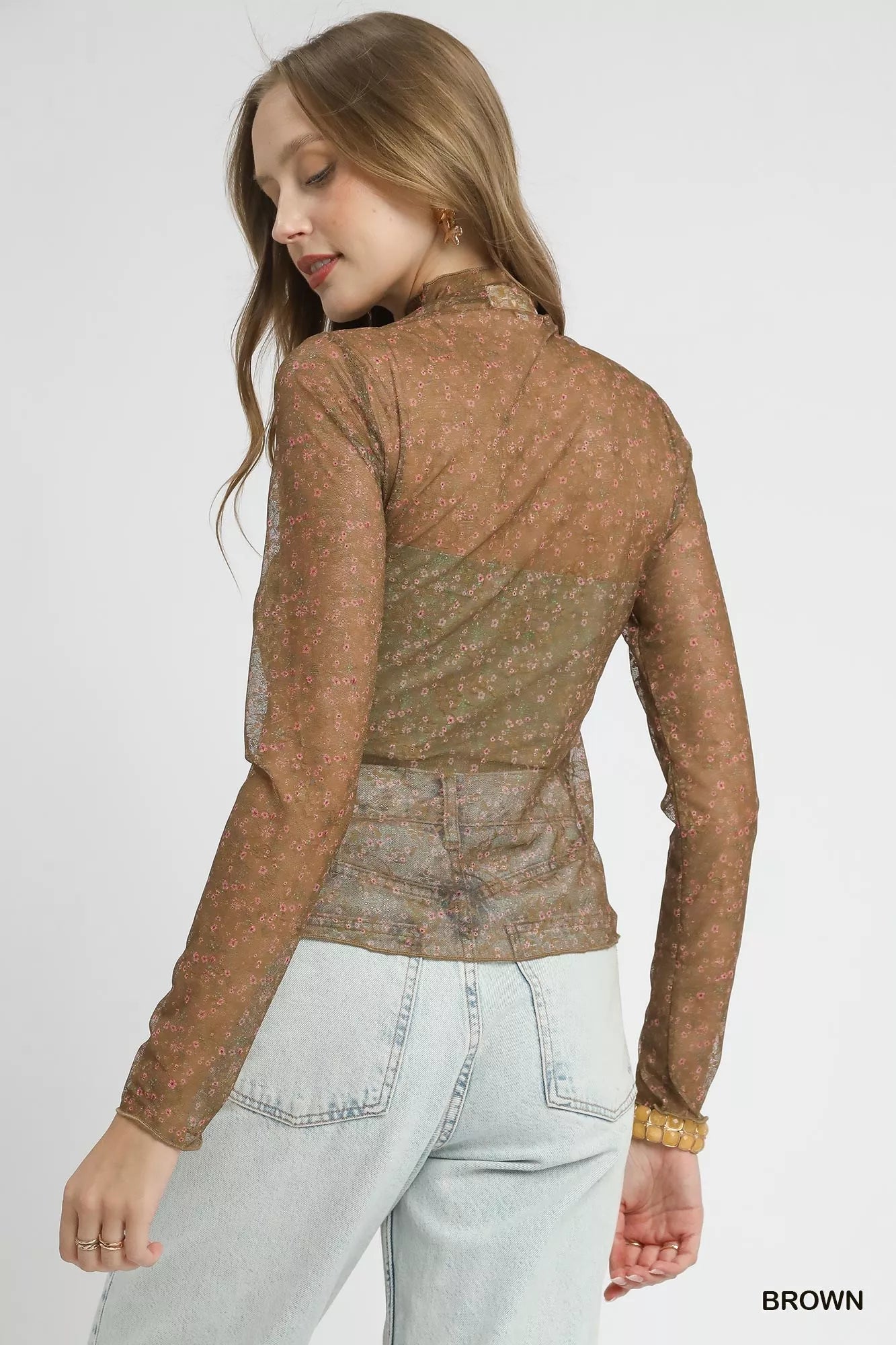 Nylon Lace Mesh Long Sleeve Top - Reef Love