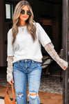 Samantha Lace Sleeve Two - piece Fuzzy Sweater - Reef Love