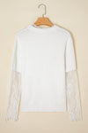 Samantha Lace Sleeve Two - piece Fuzzy Sweater - Reef Love