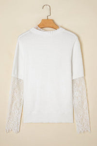 Samantha Lace Sleeve Two - piece Fuzzy Sweater - Reef Love