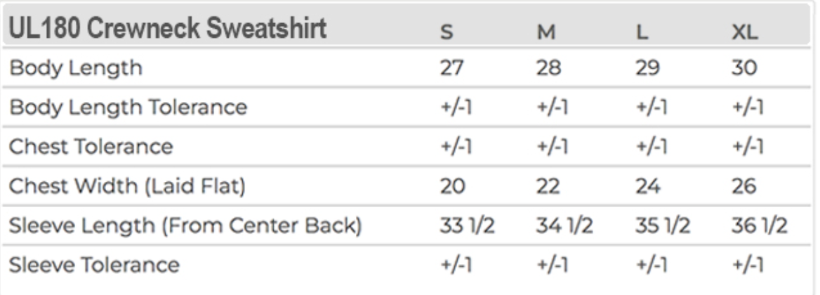 Cin Cin Lobster Celebration Graphic Sweatshirt Size Chart