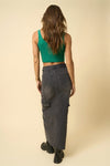 Super Maxi Cargo Denim Skirt, Black - Reef Love