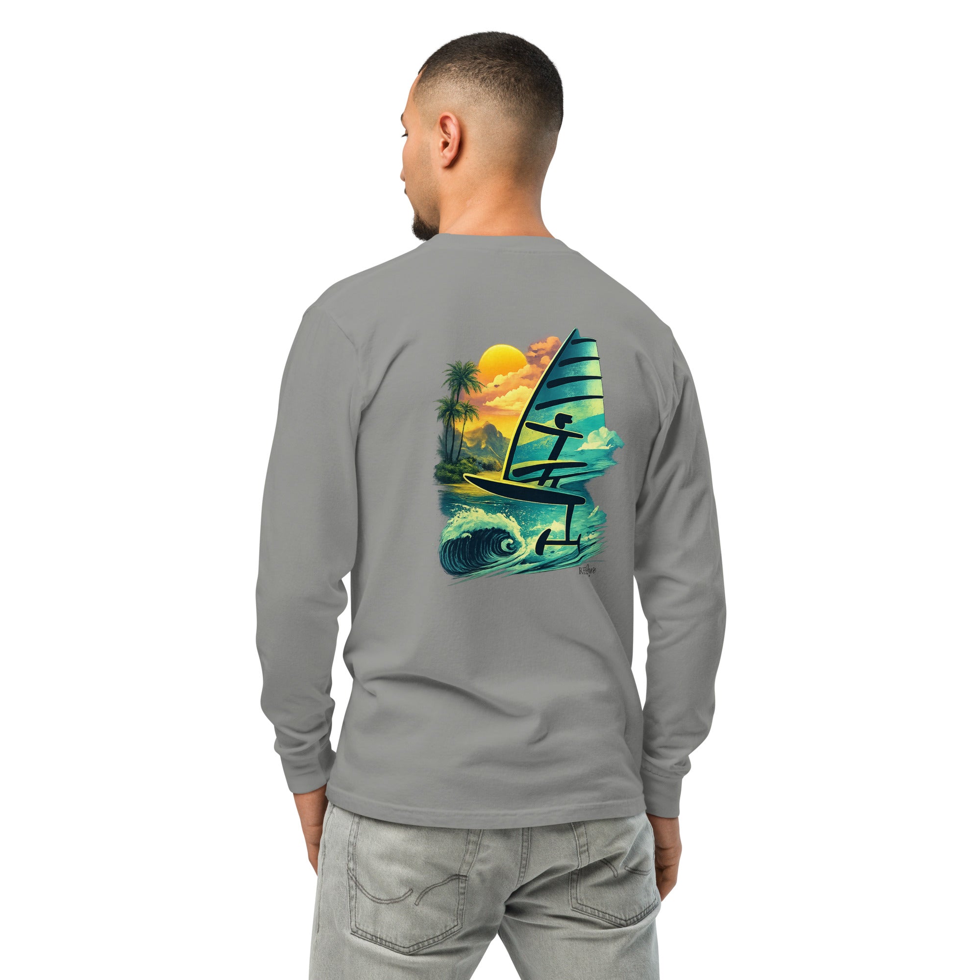 Foil Hawaii Long Sleeve Graphic Tee - Reef Love Custom Design-perfect windsurfing, wing foiling, windsurf foil themed graphic t-shirt-custom Reef Love Design