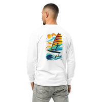 Windsurf Foiling Sunset Classic Unisex Long-Sleeve Graphic T-Shirt-perfect windsurfing, wing foiling, windsurf foil themed graphic t-shirt-custom Reef Love Design