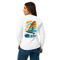 Windsurf Foiling Sunset Classic Unisex Long-Sleeve Graphic T-Shirt-perfect windsurfing, wing foiling, windsurf foil themed graphic t-shirt-custom Reef Love Design