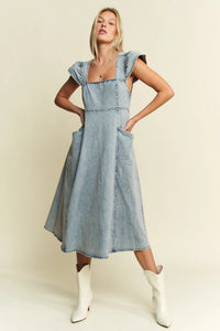 Vintage Ruffled Denim Midi Dress-Denim Midi Dress-Reef Love