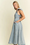 Vintage Ruffled Denim Midi Dress-Denim Midi Dress-Reef Love