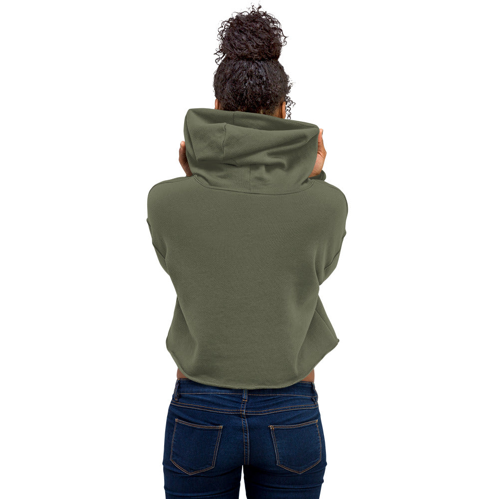 Person wearing a green hoodie from behind on a white background